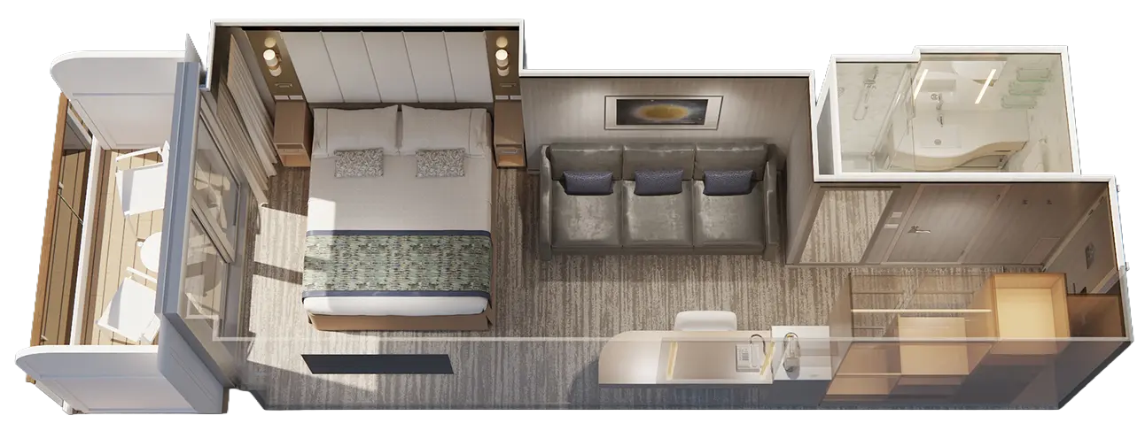 豪華陽台艙平面圖